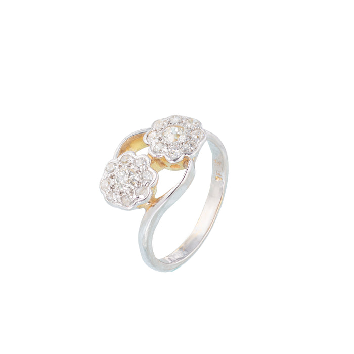 Double Daisy Diamond Cluster Ring