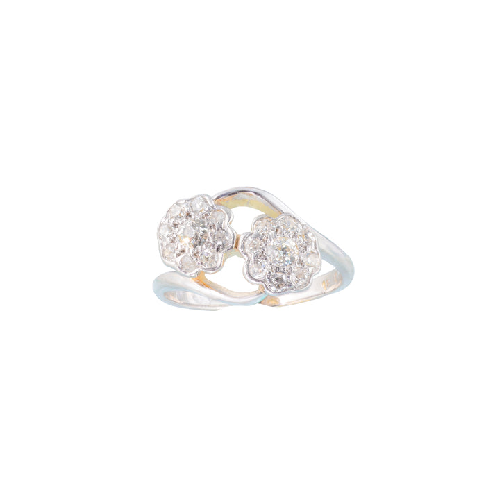 Double Daisy Diamond Cluster Ring