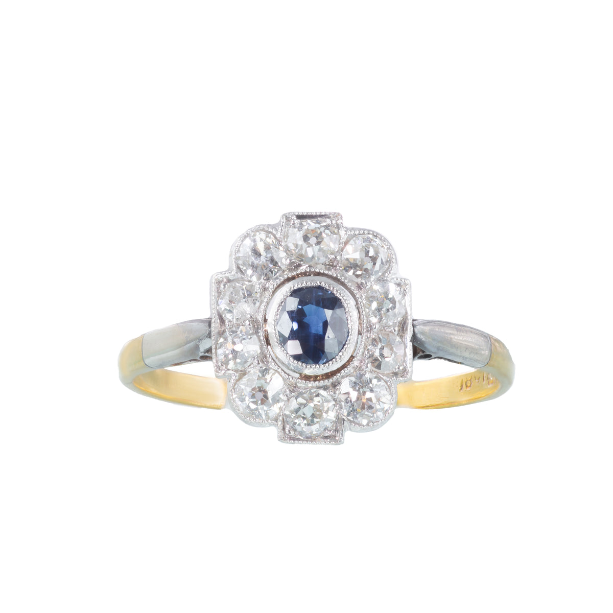 Deco Diamond Sapphire Ring