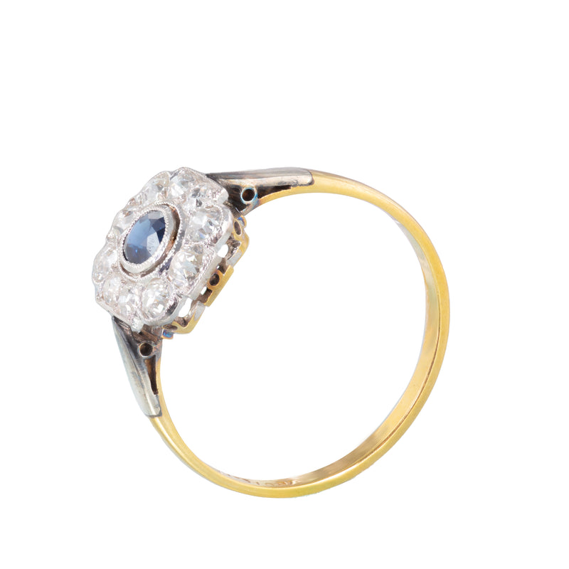 Deco Diamond Sapphire Ring