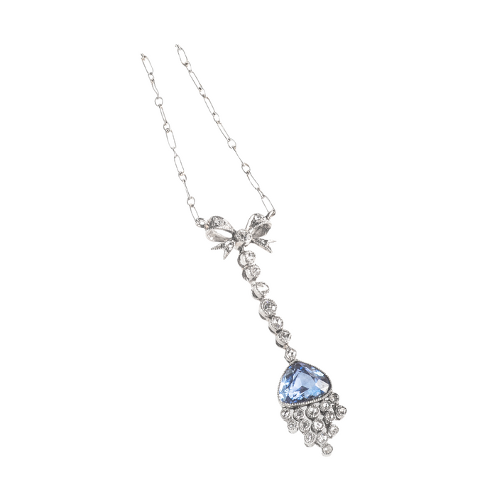 Sapphire Diamond Platinum Necklace