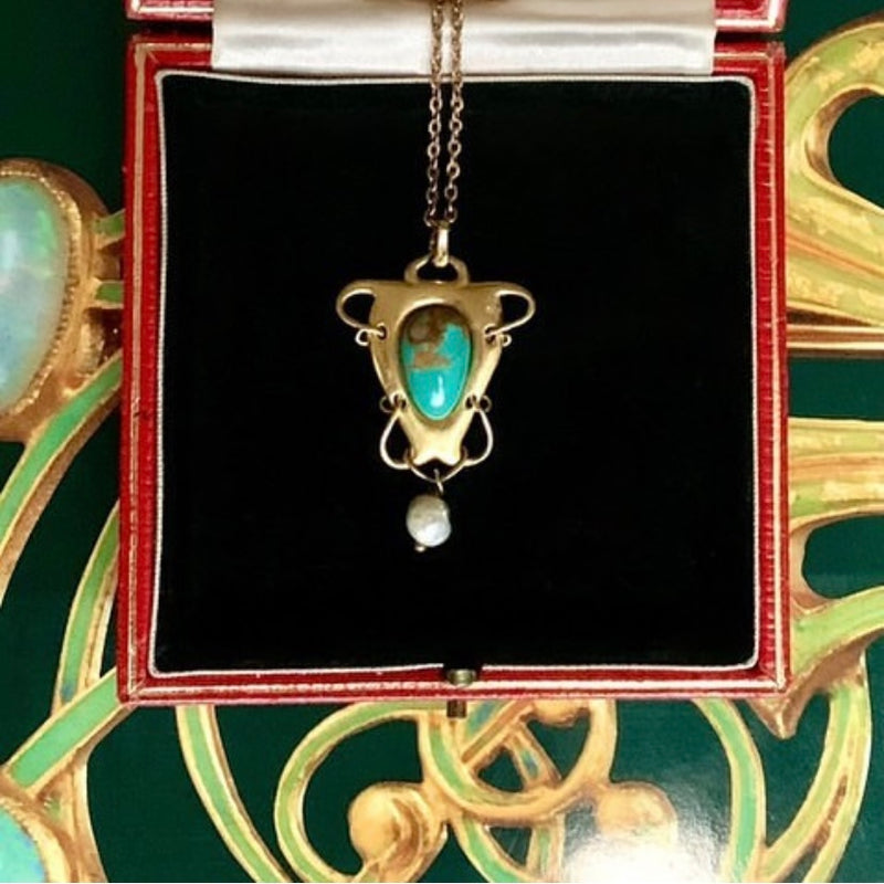 Turquoise Gold Pendant by Archibald Knox