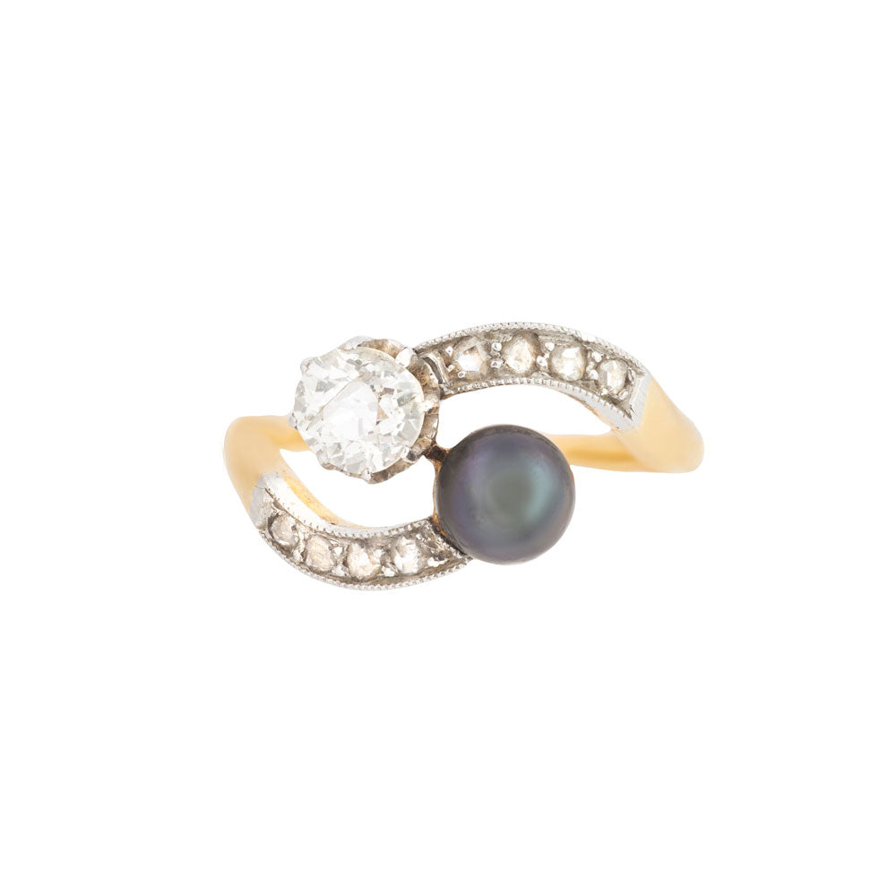 Diamond Black Pearl Toi et Moi Ring