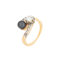 Diamond Black Pearl Toi et Moi Ring