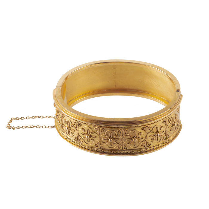 Etruscan Revival Gold Bangle