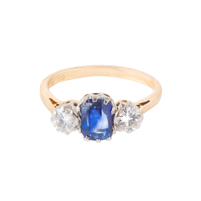 Three Stone Sapphire Diamond Ring