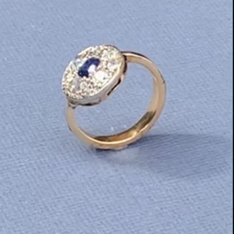 Sapphire Diamond Ring c.1940s