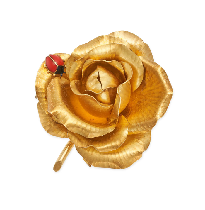 Cartier Vintage 18ct Gold Rose Ladybird Brooch