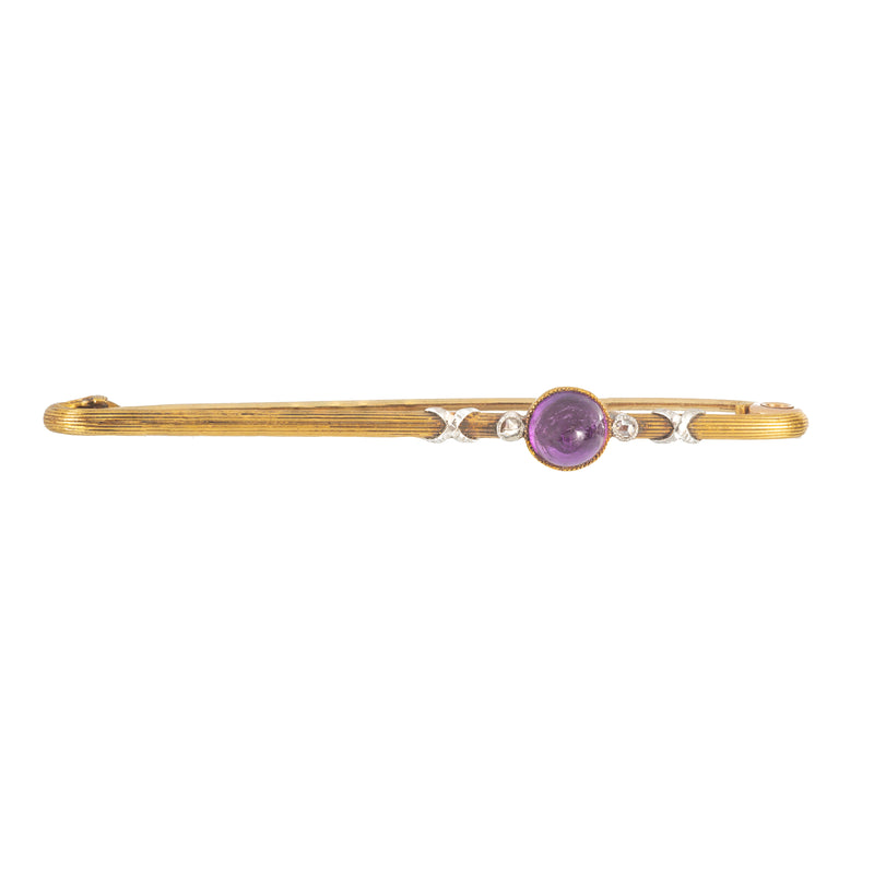 A Diamond Cabochon Amethyst Stick Pin